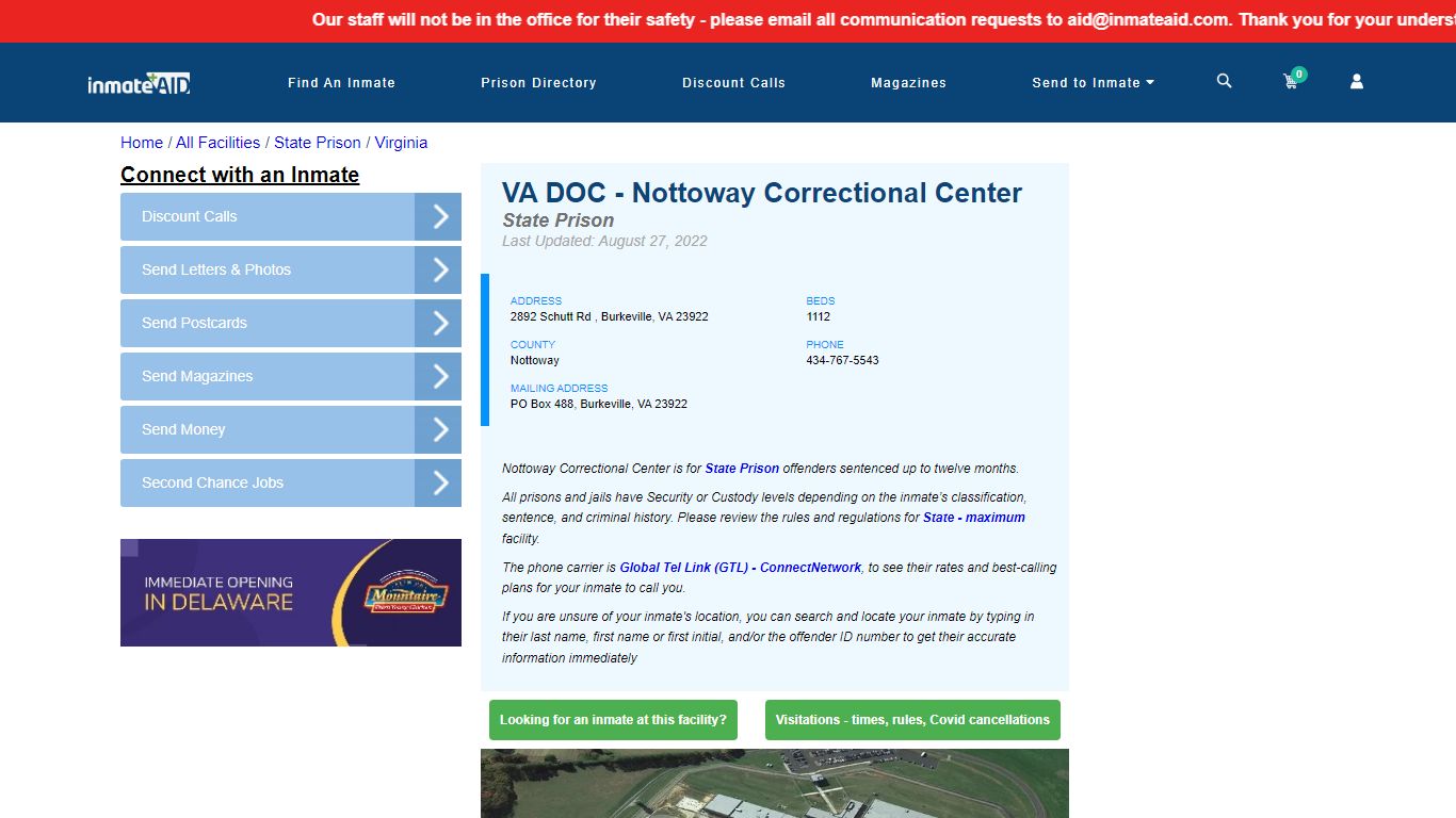VA DOC - Nottoway Correctional Center - InmateAid